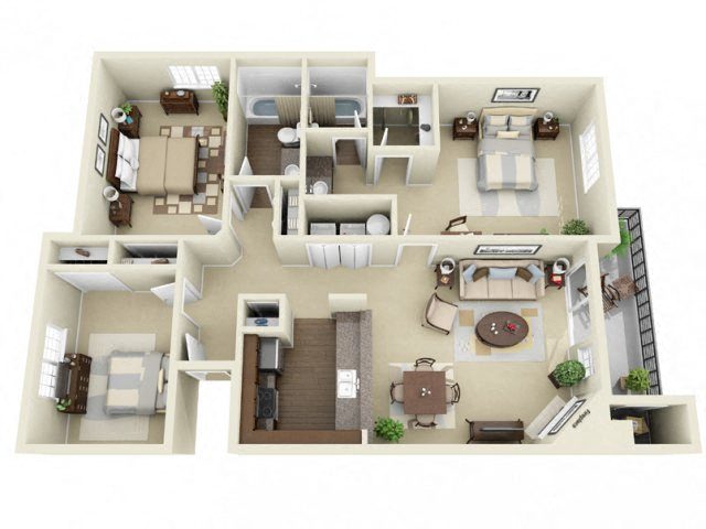 Floor plan layout diagram for 3x2 (Premium)